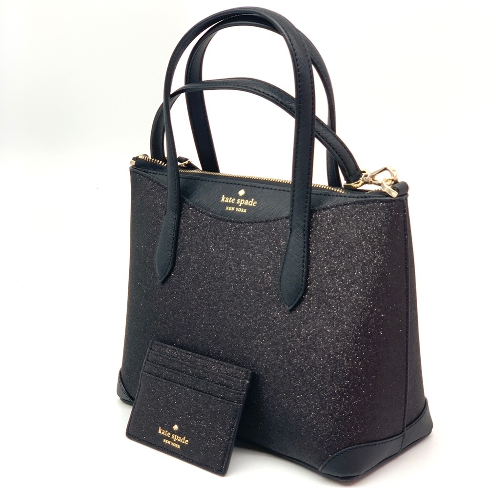 Kate Spade Shimmy Satchel & Card Holder Set Black